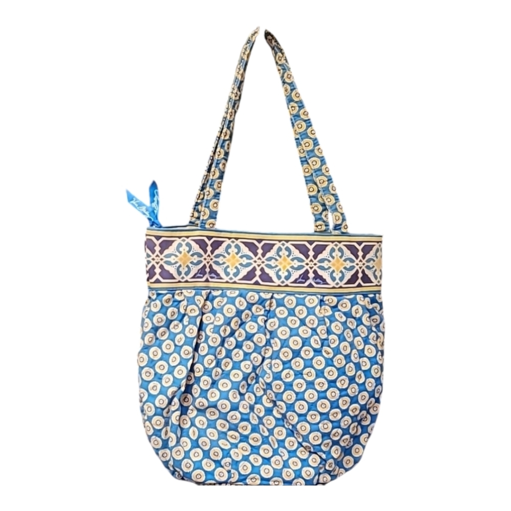 Vera Bradley bag bucket shoulder riviera blue quilted fabric discontinued boho